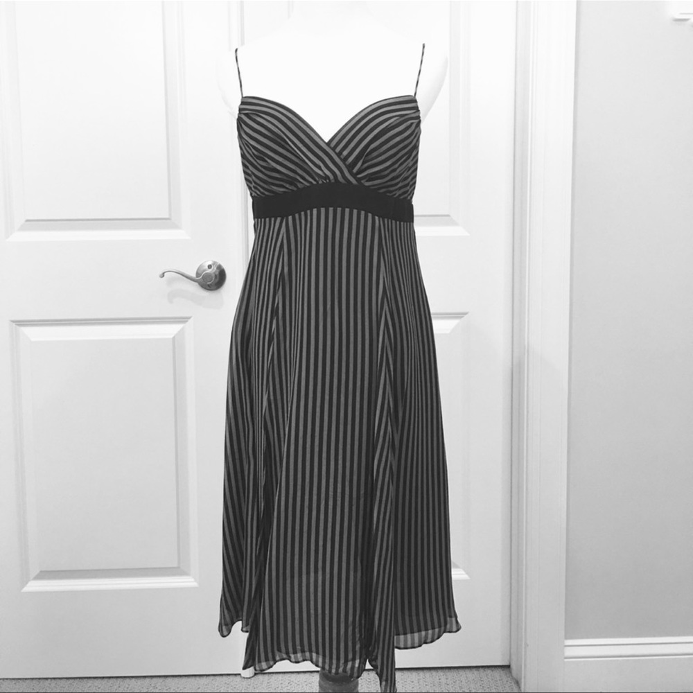 Betsey Johnson black & aqua striped party dress